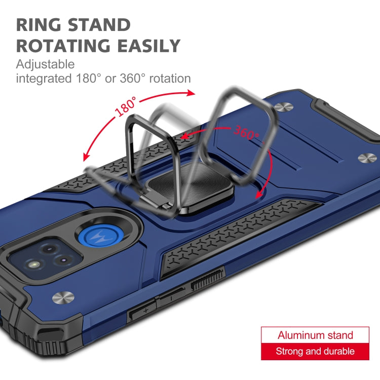 For Motorola Moto G Play (2021) Magnetic Armor Shockproof TPU + PC Phone Case with Metal Ring Holder