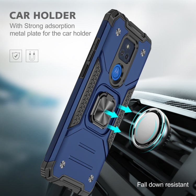 For Motorola Moto G Play (2021) Magnetic Armor Shockproof TPU + PC Phone Case with Metal Ring Holder