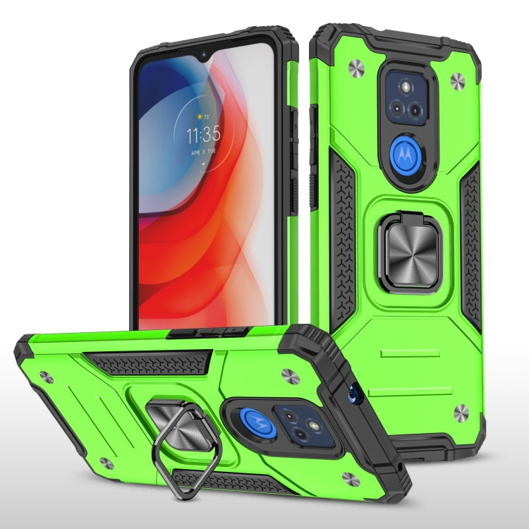 For Motorola Moto G Play (2021) Magnetic Armor Shockproof TPU + PC Phone Case with Metal Ring Holder