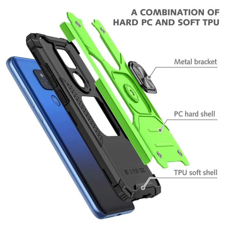 For Motorola Moto G Play (2021) Magnetic Armor Shockproof TPU + PC Phone Case with Metal Ring Holder