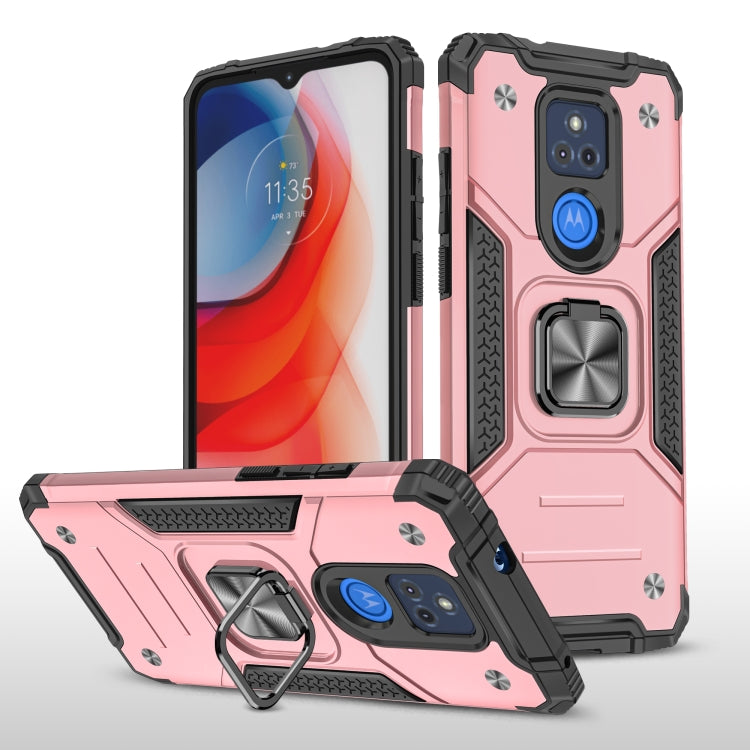 For Motorola Moto G Play (2021) Magnetic Armor Shockproof TPU + PC Phone Case with Metal Ring Holder