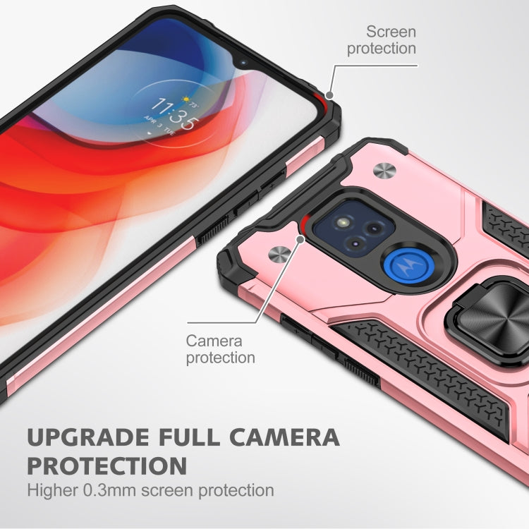 For Motorola Moto G Play (2021) Magnetic Armor Shockproof TPU + PC Phone Case with Metal Ring Holder