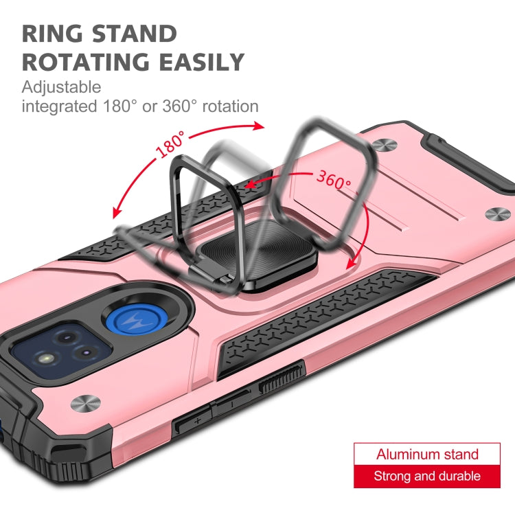 For Motorola Moto G Play (2021) Magnetic Armor Shockproof TPU + PC Phone Case with Metal Ring Holder