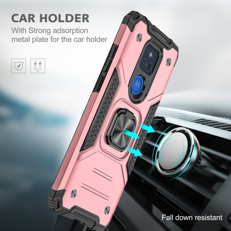 For Motorola Moto G Play (2021) Magnetic Armor Shockproof TPU + PC Phone Case with Metal Ring Holder