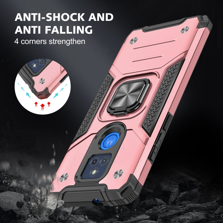 For Motorola Moto G Play (2021) Magnetic Armor Shockproof TPU + PC Phone Case with Metal Ring Holder