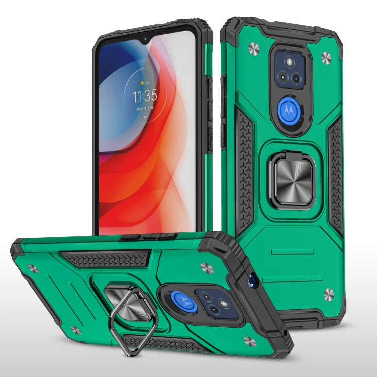 For Motorola Moto G Play (2021) Magnetic Armor Shockproof TPU + PC Phone Case with Metal Ring Holder