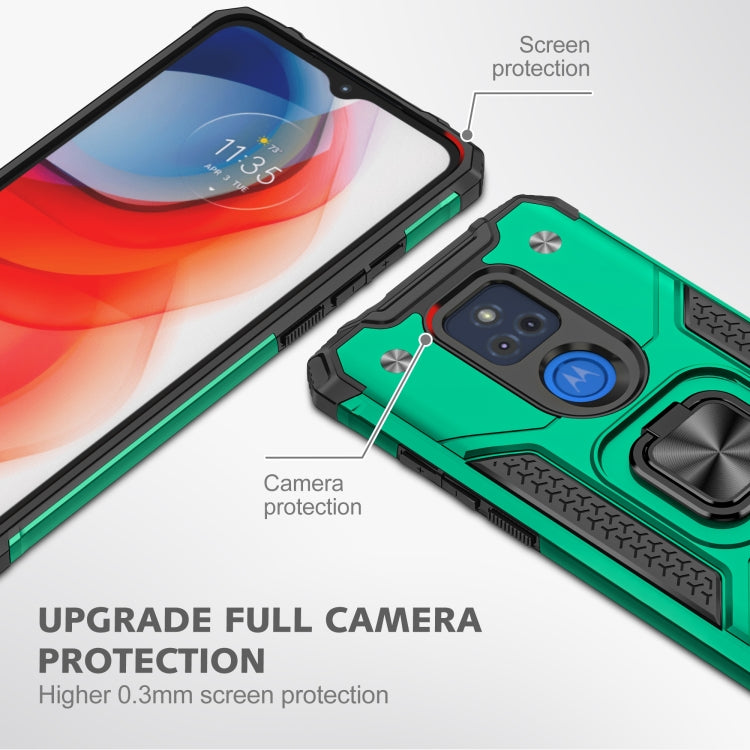 For Motorola Moto G Play (2021) Magnetic Armor Shockproof TPU + PC Phone Case with Metal Ring Holder