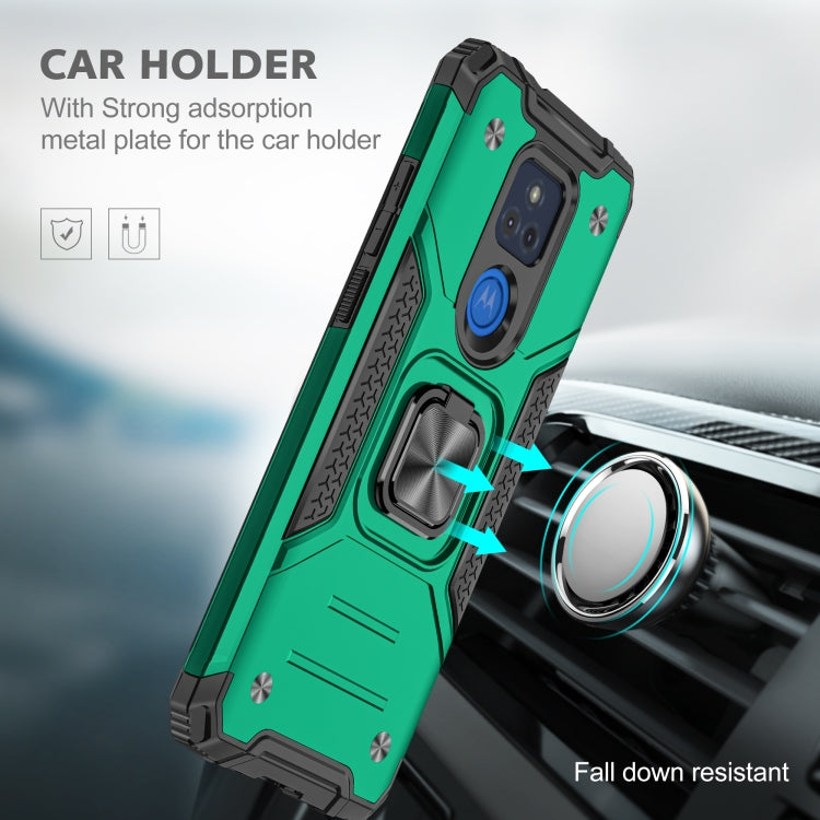 For Motorola Moto G Play (2021) Magnetic Armor Shockproof TPU + PC Phone Case with Metal Ring Holder