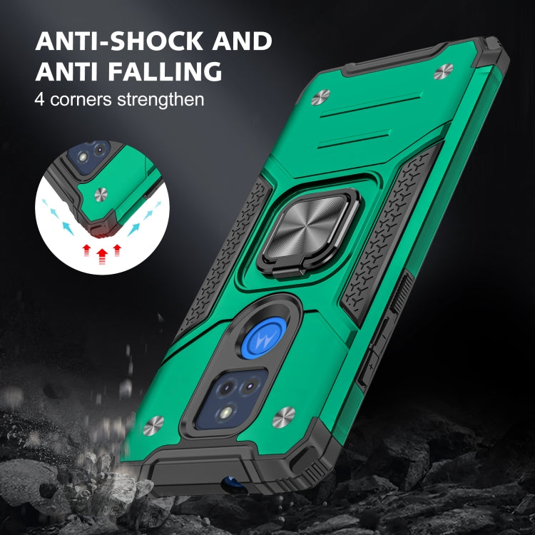 For Motorola Moto G Play (2021) Magnetic Armor Shockproof TPU + PC Phone Case with Metal Ring Holder