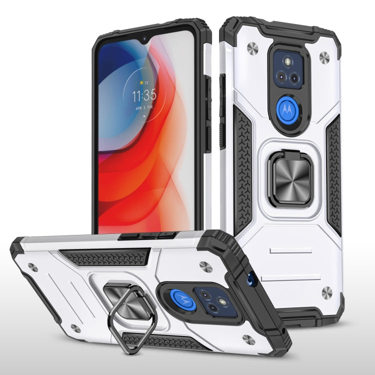 For Motorola Moto G Play (2021) Magnetic Armor Shockproof TPU + PC Phone Case with Metal Ring Holder