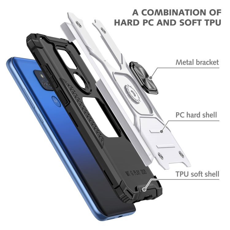 For Motorola Moto G Play (2021) Magnetic Armor Shockproof TPU + PC Phone Case with Metal Ring Holder