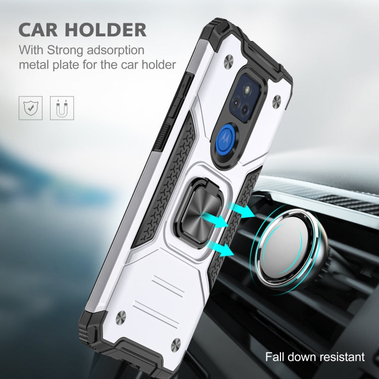 For Motorola Moto G Play (2021) Magnetic Armor Shockproof TPU + PC Phone Case with Metal Ring Holder