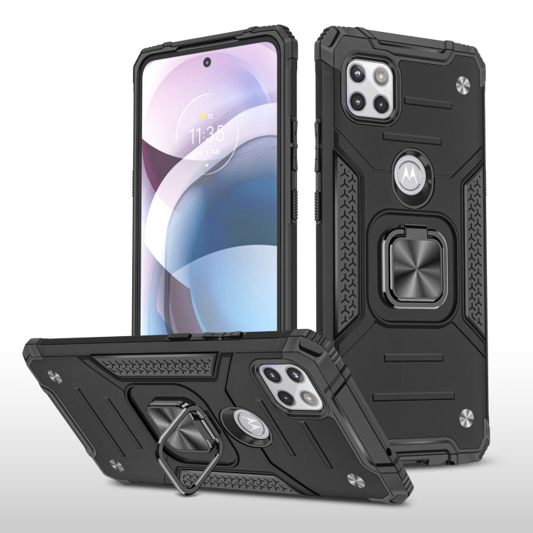 For Motorola One 5G Ace Magnetic Armor Shockproof TPU + PC Phone Case with Metal Ring Holder