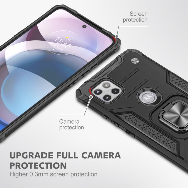 For Motorola One 5G Ace Magnetic Armor Shockproof TPU + PC Phone Case with Metal Ring Holder