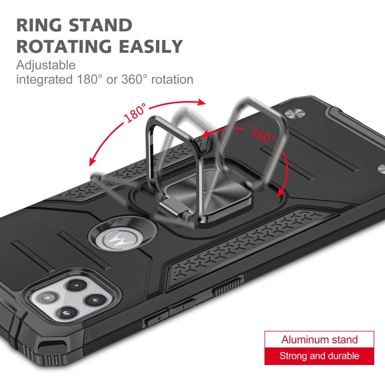 For Motorola One 5G Ace Magnetic Armor Shockproof TPU + PC Phone Case with Metal Ring Holder