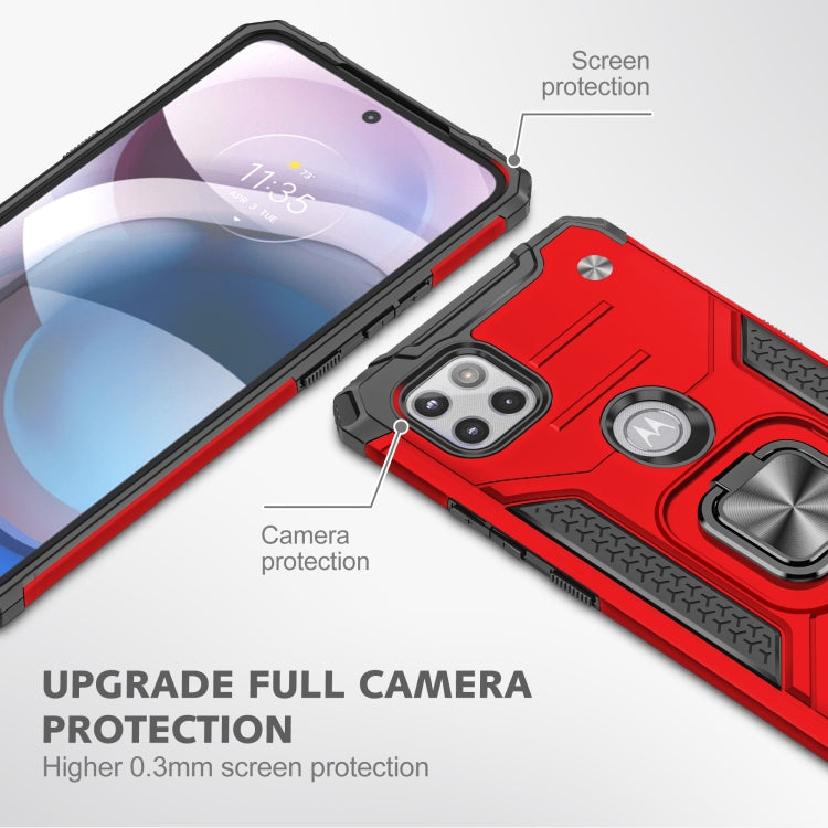 For Motorola One 5G Ace Magnetic Armor Shockproof TPU + PC Phone Case with Metal Ring Holder