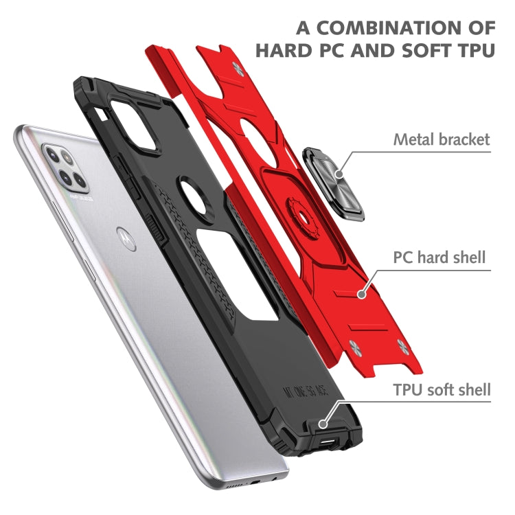 For Motorola One 5G Ace Magnetic Armor Shockproof TPU + PC Phone Case with Metal Ring Holder