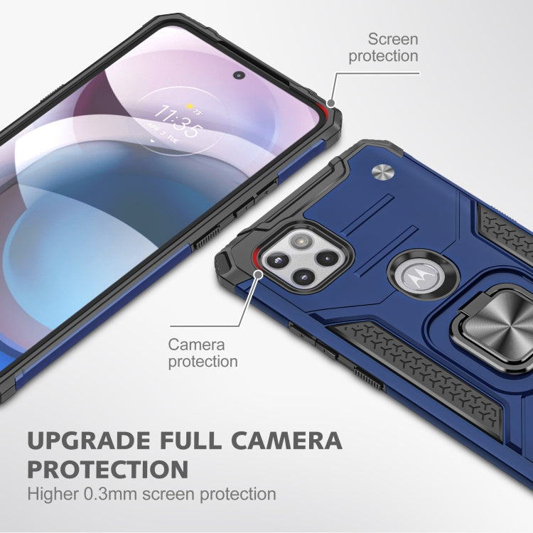 For Motorola One 5G Ace Magnetic Armor Shockproof TPU + PC Phone Case with Metal Ring Holder