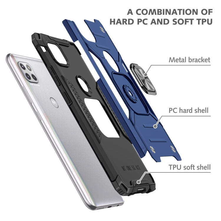 For Motorola One 5G Ace Magnetic Armor Shockproof TPU + PC Phone Case with Metal Ring Holder