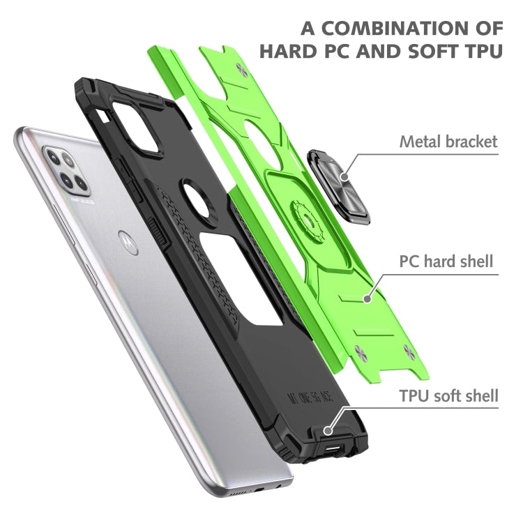 For Motorola One 5G Ace Magnetic Armor Shockproof TPU + PC Phone Case with Metal Ring Holder