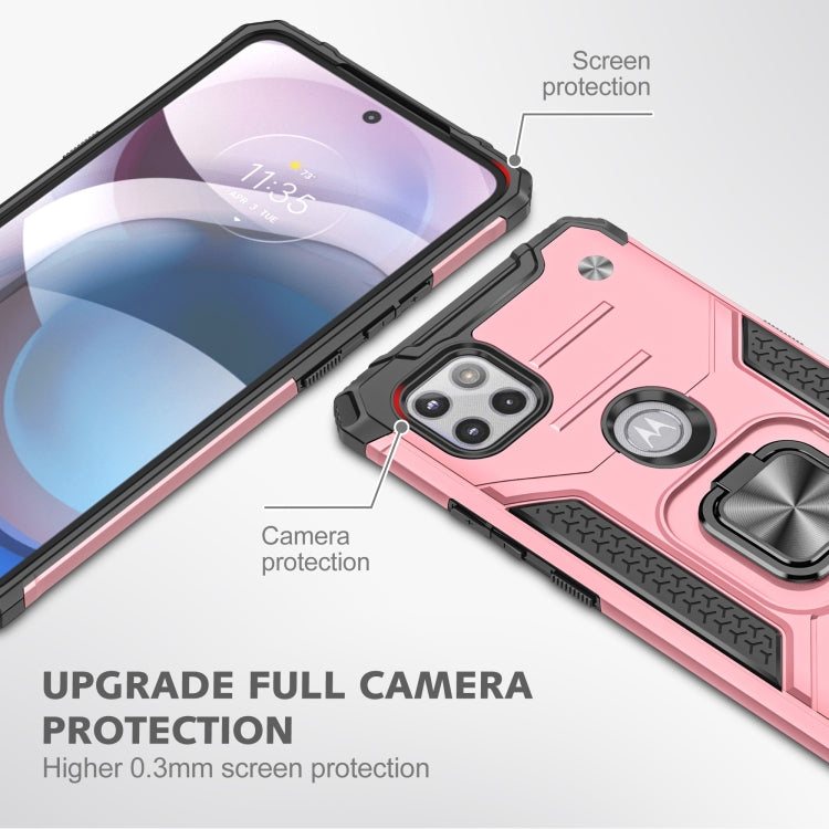 For Motorola One 5G Ace Magnetic Armor Shockproof TPU + PC Phone Case with Metal Ring Holder