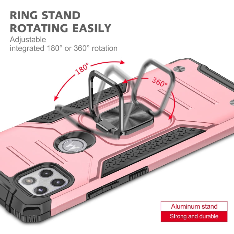 For Motorola One 5G Ace Magnetic Armor Shockproof TPU + PC Phone Case with Metal Ring Holder