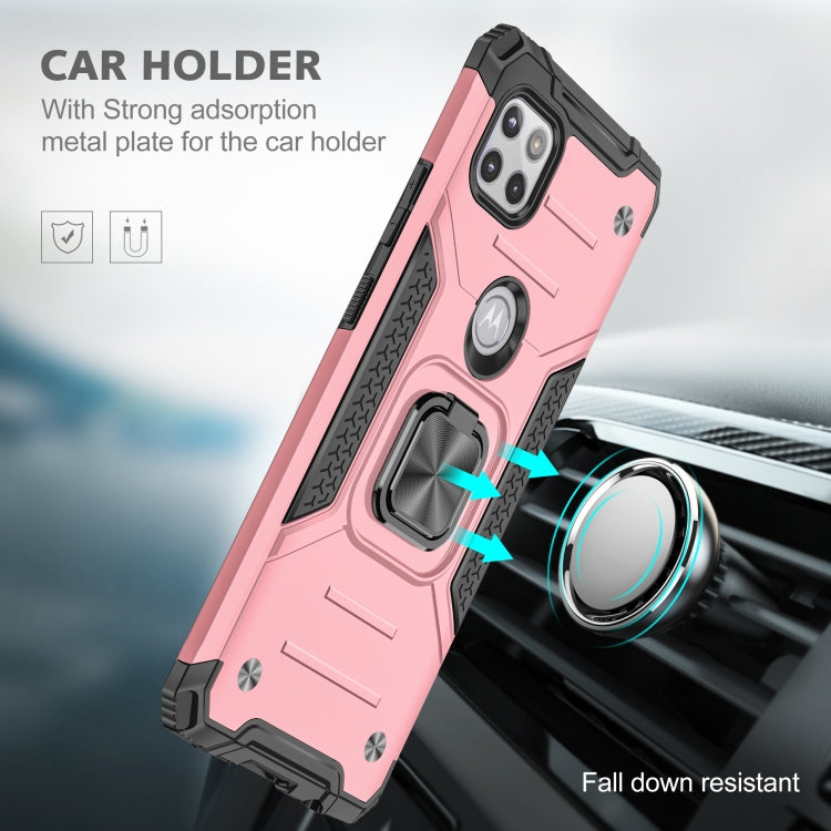 For Motorola One 5G Ace Magnetic Armor Shockproof TPU + PC Phone Case with Metal Ring Holder