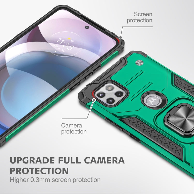 For Motorola One 5G Ace Magnetic Armor Shockproof TPU + PC Phone Case with Metal Ring Holder