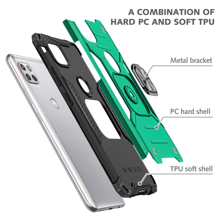 For Motorola One 5G Ace Magnetic Armor Shockproof TPU + PC Phone Case with Metal Ring Holder