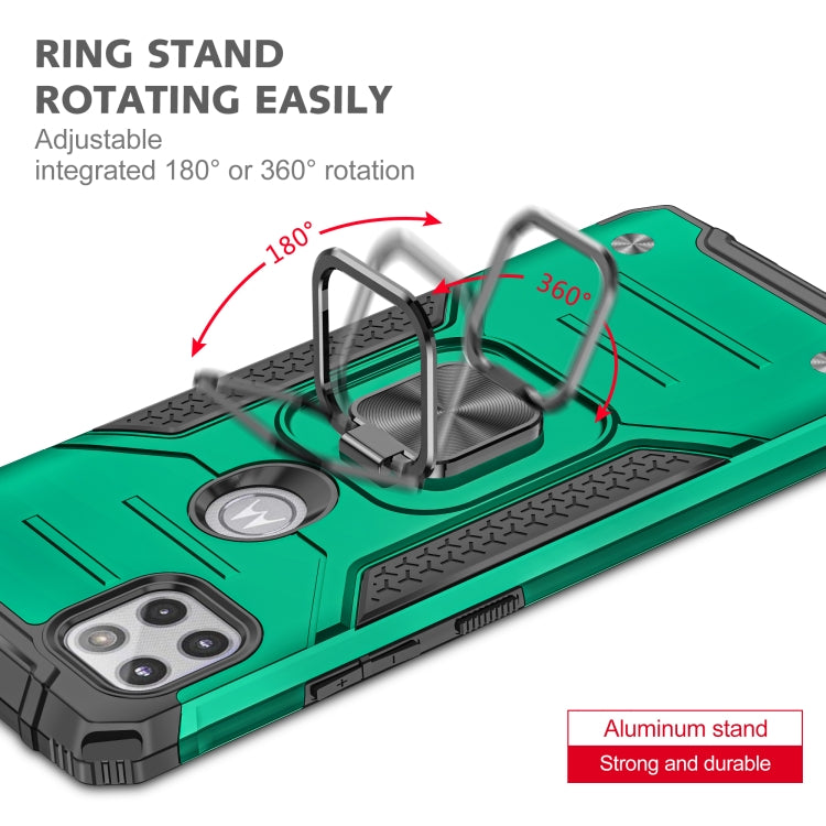For Motorola One 5G Ace Magnetic Armor Shockproof TPU + PC Phone Case with Metal Ring Holder