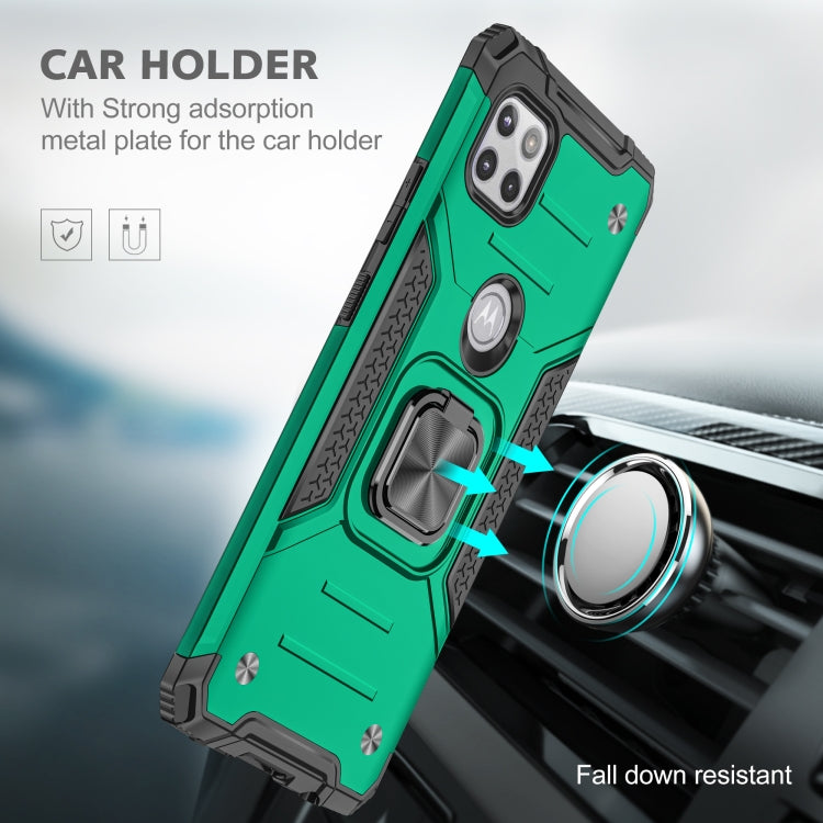 For Motorola One 5G Ace Magnetic Armor Shockproof TPU + PC Phone Case with Metal Ring Holder