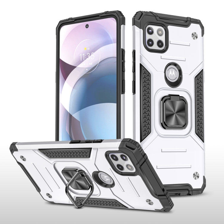 For Motorola One 5G Ace Magnetic Armor Shockproof TPU + PC Phone Case with Metal Ring Holder