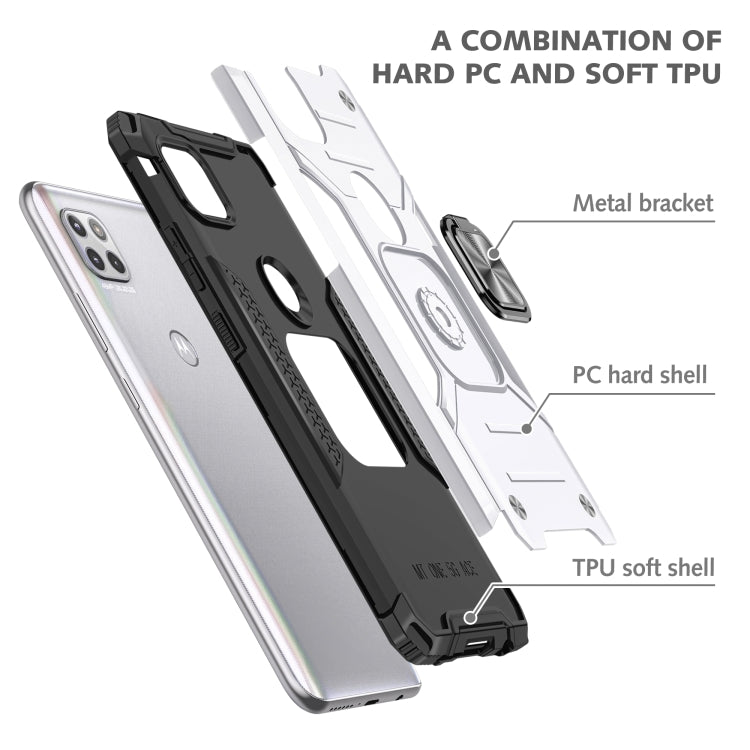 For Motorola One 5G Ace Magnetic Armor Shockproof TPU + PC Phone Case with Metal Ring Holder