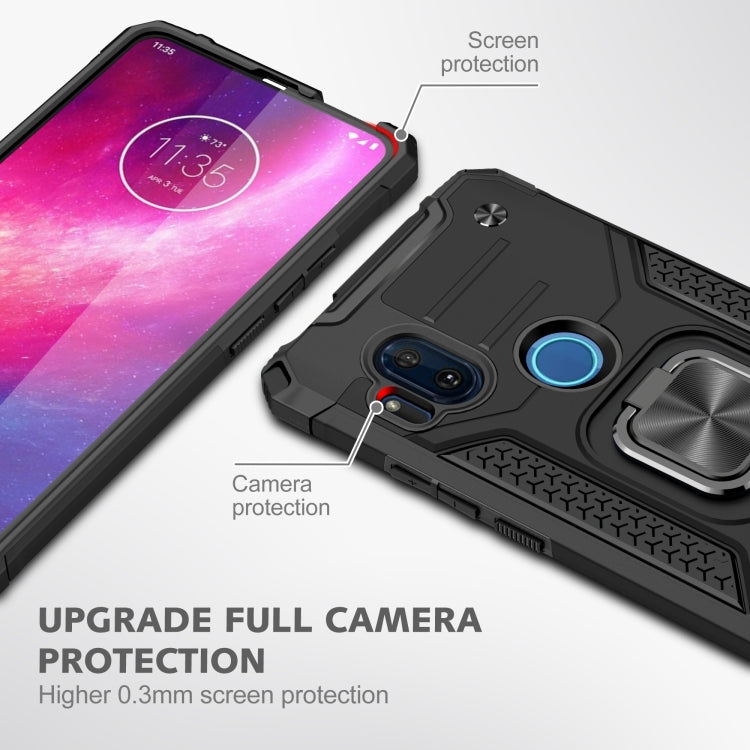 For Motorola One Hyper Magnetic Armor Shockproof TPU + PC Phone Case with Metal Ring Holder