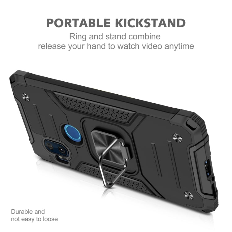 For Motorola One Hyper Magnetic Armor Shockproof TPU + PC Phone Case with Metal Ring Holder