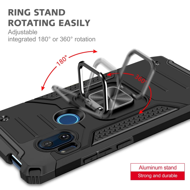 For Motorola One Hyper Magnetic Armor Shockproof TPU + PC Phone Case with Metal Ring Holder