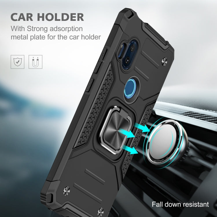 For Motorola One Hyper Magnetic Armor Shockproof TPU + PC Phone Case with Metal Ring Holder