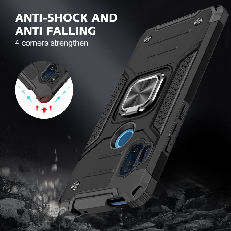 For Motorola One Hyper Magnetic Armor Shockproof TPU + PC Phone Case with Metal Ring Holder