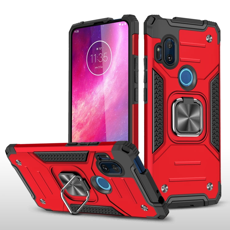 For Motorola One Hyper Magnetic Armor Shockproof TPU + PC Phone Case with Metal Ring Holder
