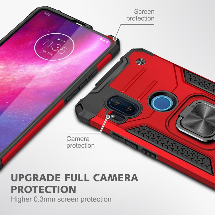 For Motorola One Hyper Magnetic Armor Shockproof TPU + PC Phone Case with Metal Ring Holder
