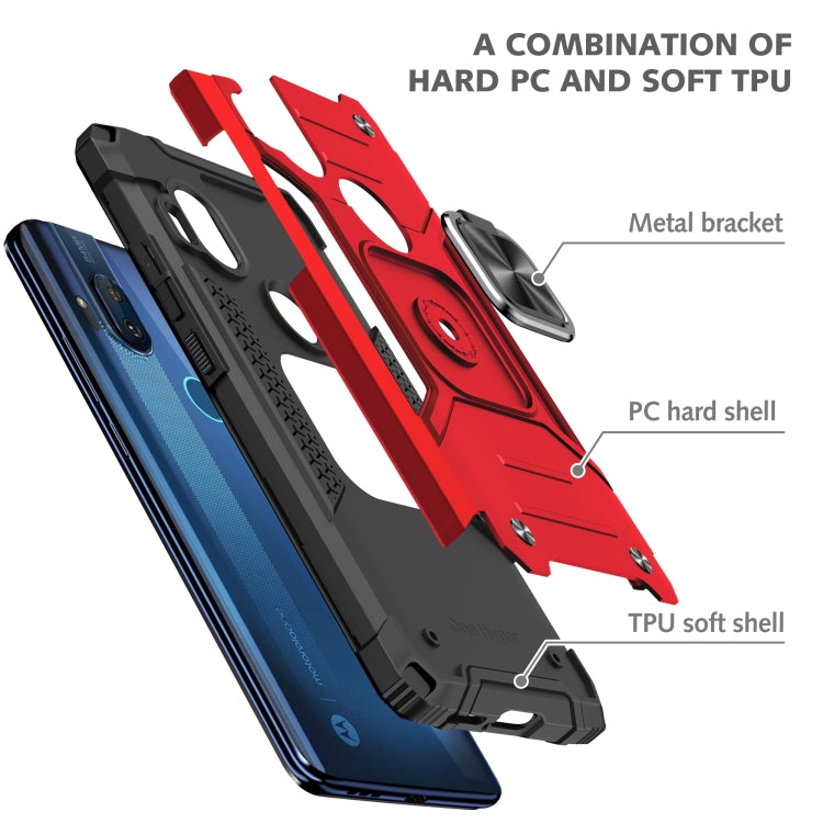 For Motorola One Hyper Magnetic Armor Shockproof TPU + PC Phone Case with Metal Ring Holder