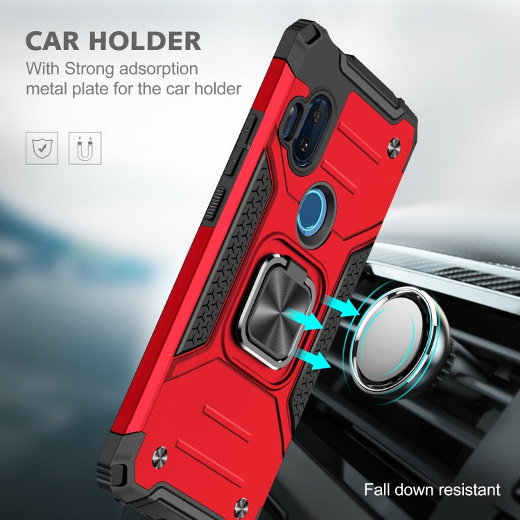For Motorola One Hyper Magnetic Armor Shockproof TPU + PC Phone Case with Metal Ring Holder