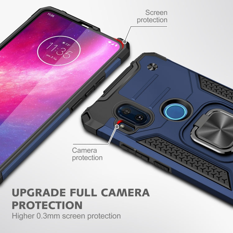 For Motorola One Hyper Magnetic Armor Shockproof TPU + PC Phone Case with Metal Ring Holder