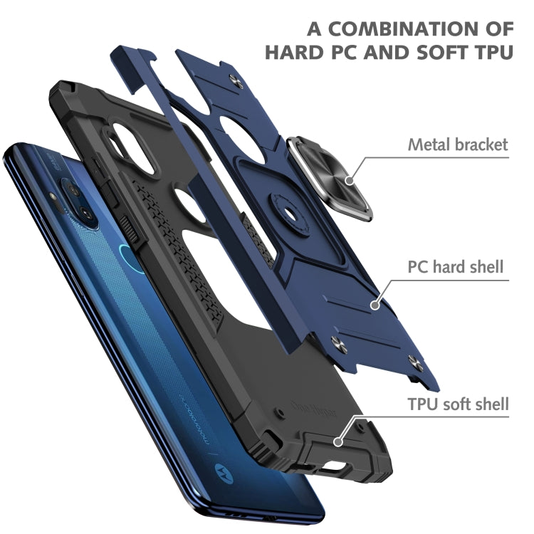 For Motorola One Hyper Magnetic Armor Shockproof TPU + PC Phone Case with Metal Ring Holder