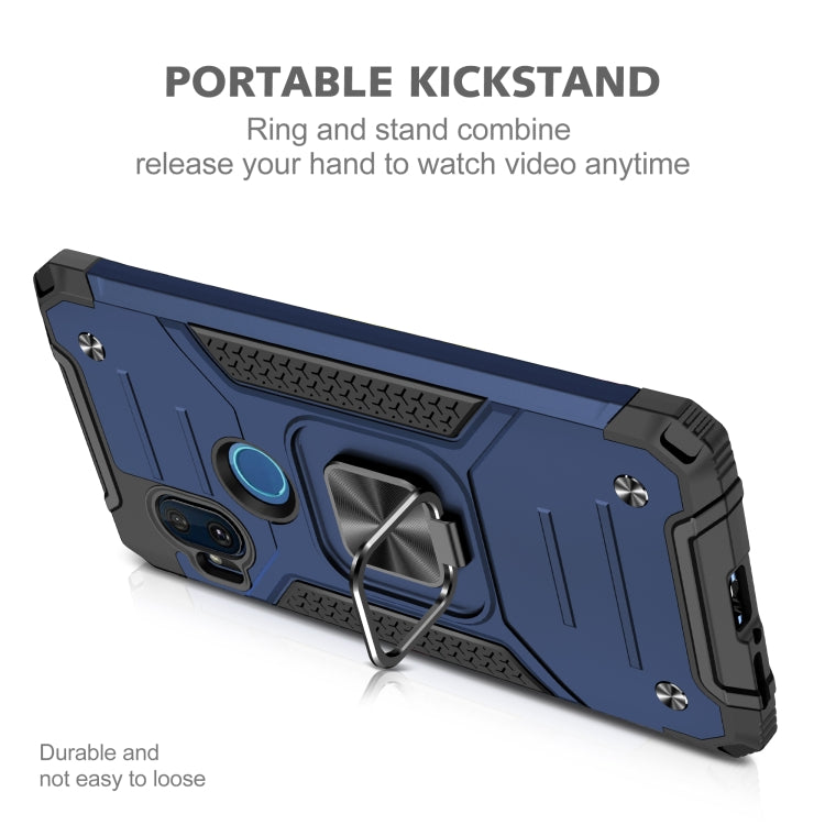 For Motorola One Hyper Magnetic Armor Shockproof TPU + PC Phone Case with Metal Ring Holder
