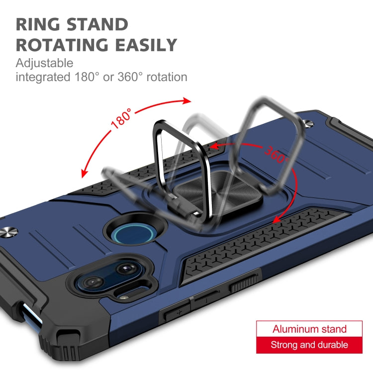 For Motorola One Hyper Magnetic Armor Shockproof TPU + PC Phone Case with Metal Ring Holder