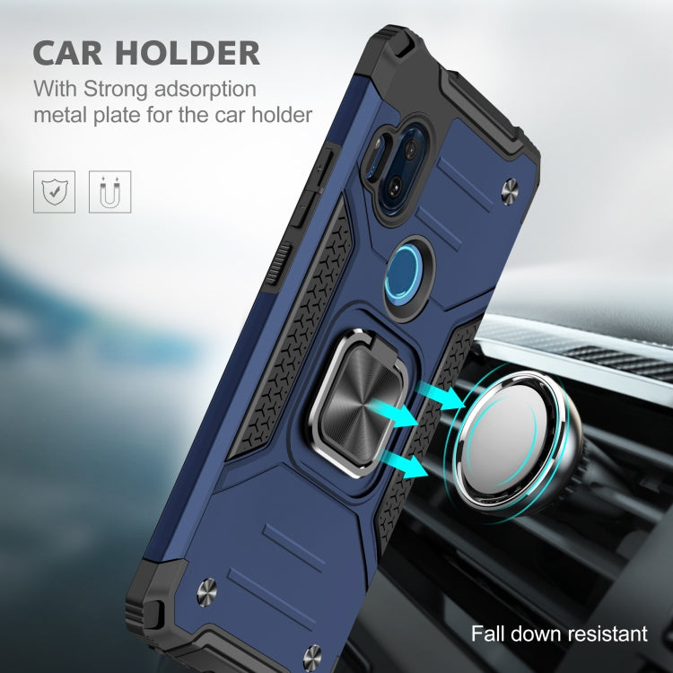 For Motorola One Hyper Magnetic Armor Shockproof TPU + PC Phone Case with Metal Ring Holder