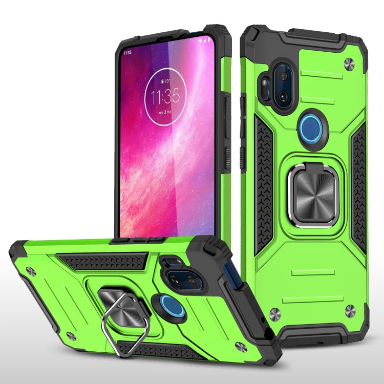 For Motorola One Hyper Magnetic Armor Shockproof TPU + PC Phone Case with Metal Ring Holder