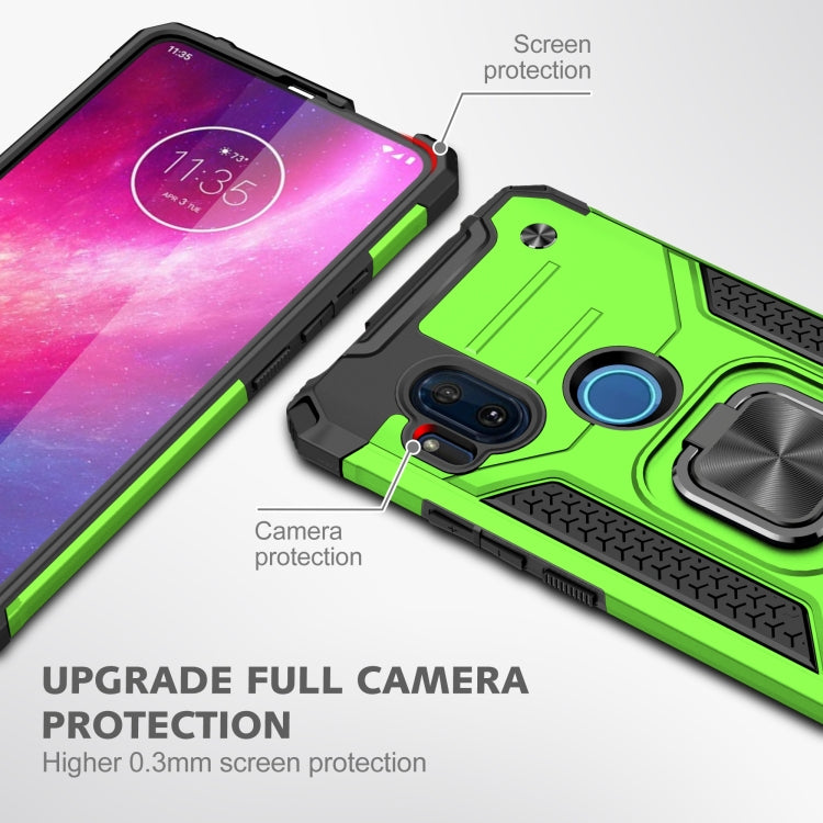 For Motorola One Hyper Magnetic Armor Shockproof TPU + PC Phone Case with Metal Ring Holder