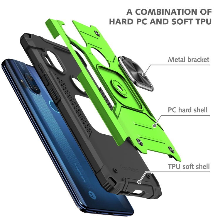 For Motorola One Hyper Magnetic Armor Shockproof TPU + PC Phone Case with Metal Ring Holder